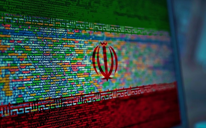 Screen with code and iranian flag