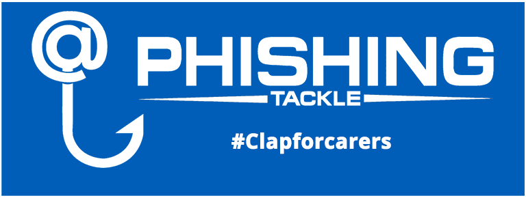 Phishing Tackle logo with #clapforcarers written below