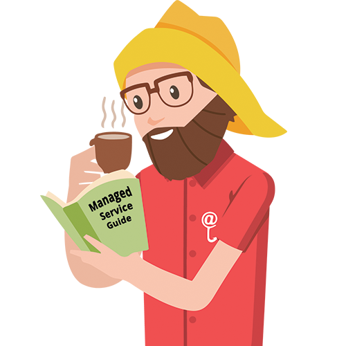 Phishing Tackle Mascot reading Managed Service Guide