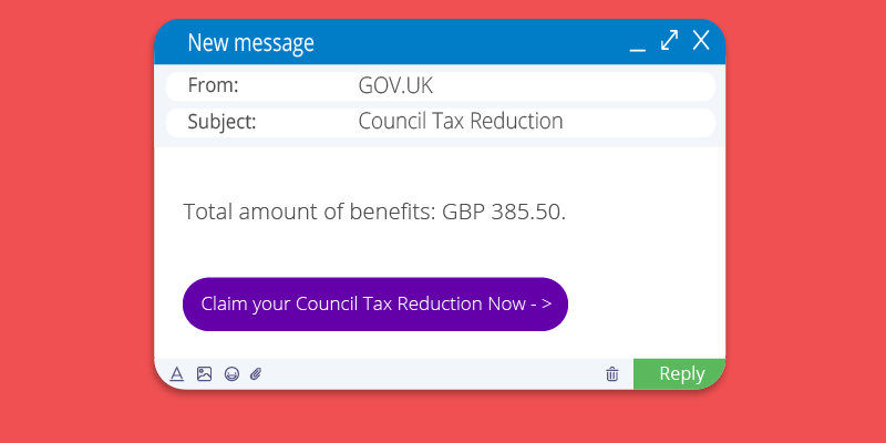 Phishing email from GOV.UK offering a tax reduction