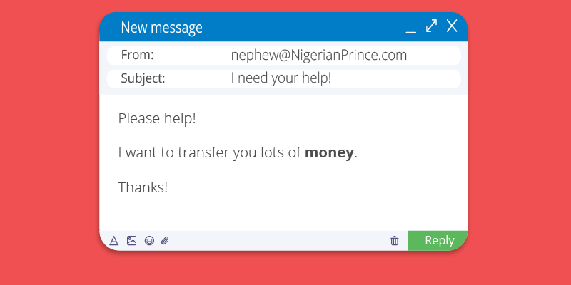 Nigerian Prince scam email example