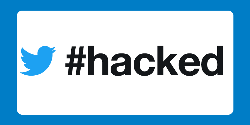 Twitter logo with the hashtag "Hacked" beside it