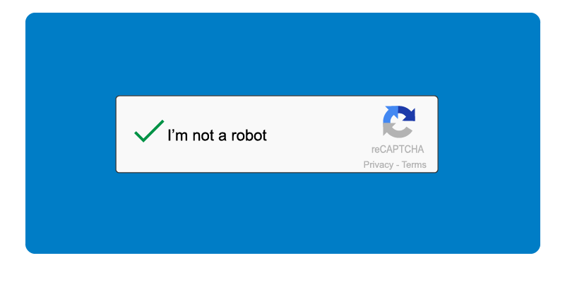 reCAPTCHA checkbox saying "I'm not a robot"