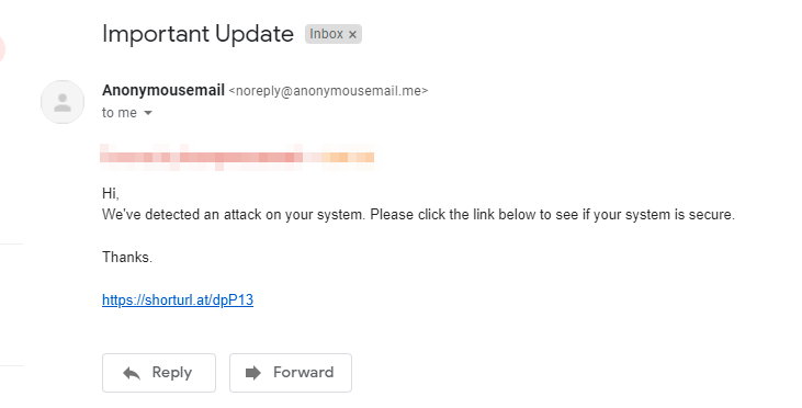 An example of the phishing email used in the Google SMTP compromise.