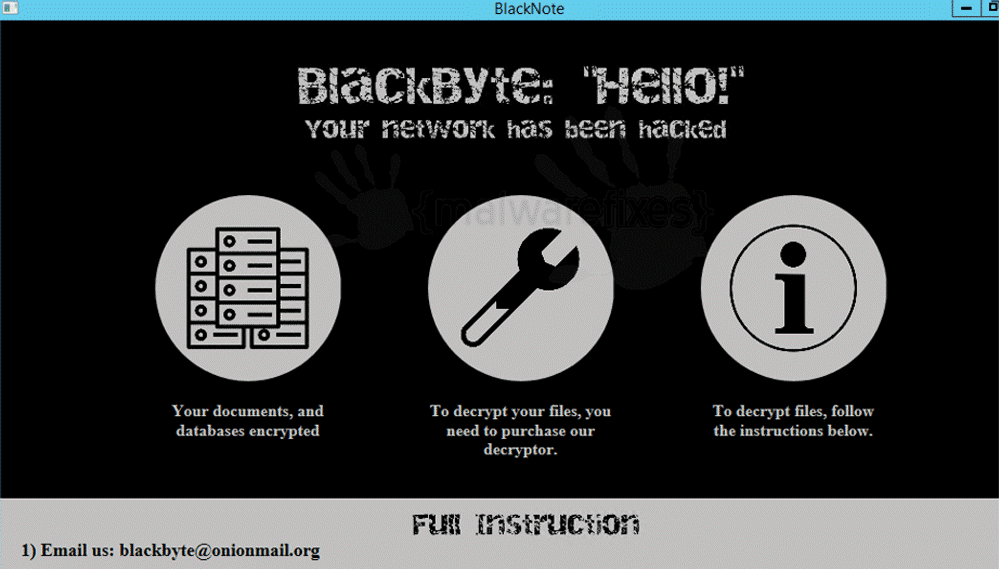 BlackByte Ransomware screen
