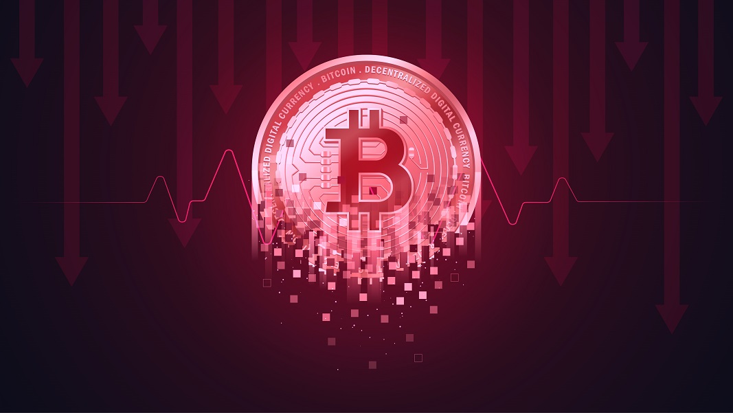 Bitcoin logo deteriorating