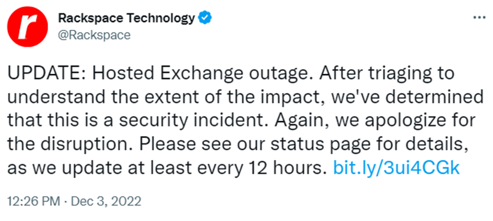 Rackspace Tweet About Security Issue