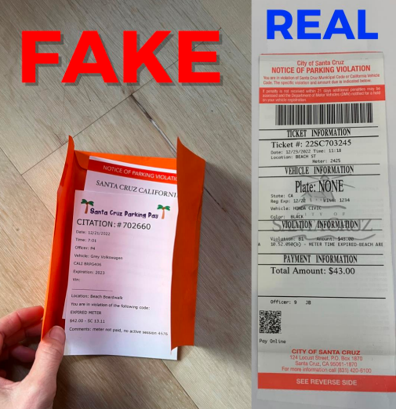 Real and Fake Parking Tickets