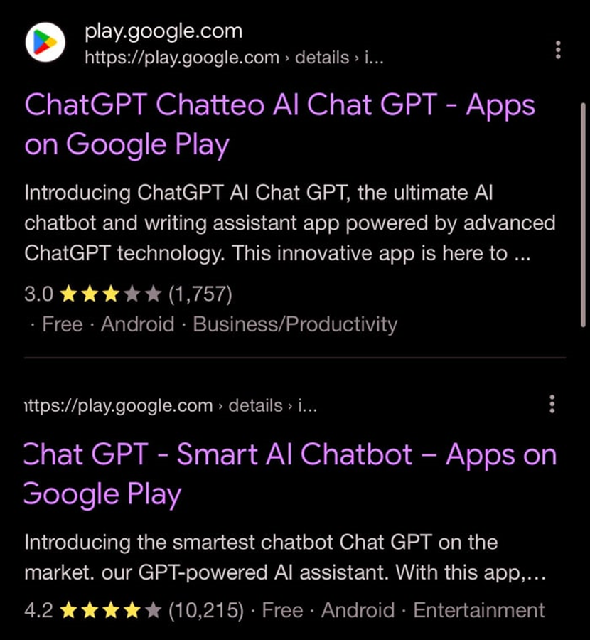Fake ChatGPT Apps