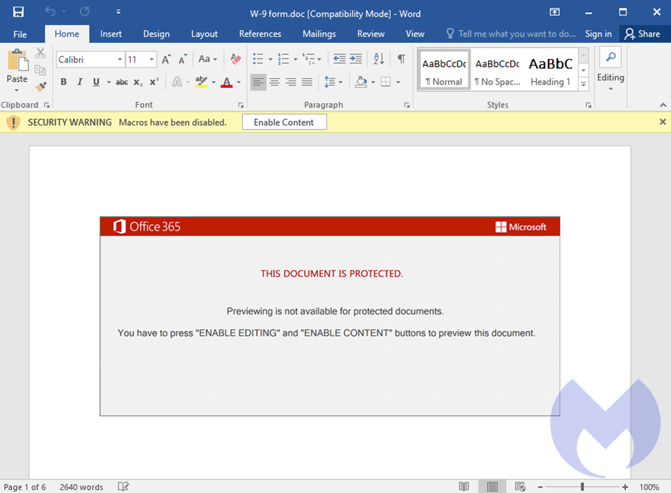 Malicious Word Document Infected with Emotet Malware