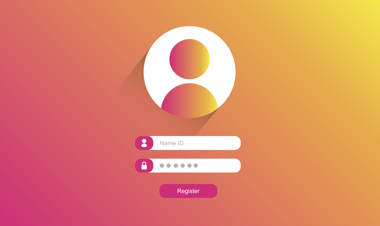 A login page with an orange background and white text fields.