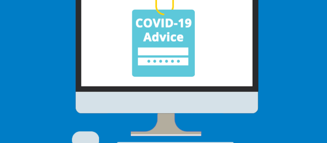 Screen with COVID-19 Advice and a phishing hook through it