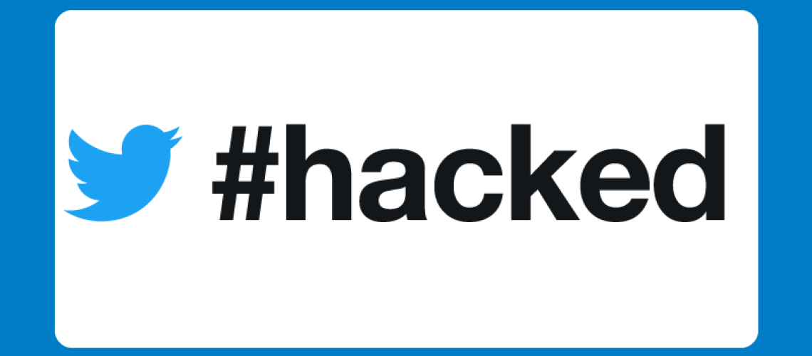 Twitter logo with the hashtag "Hacked" beside it