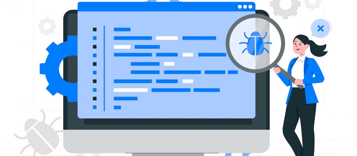 A person examining computer code to identify bugs.